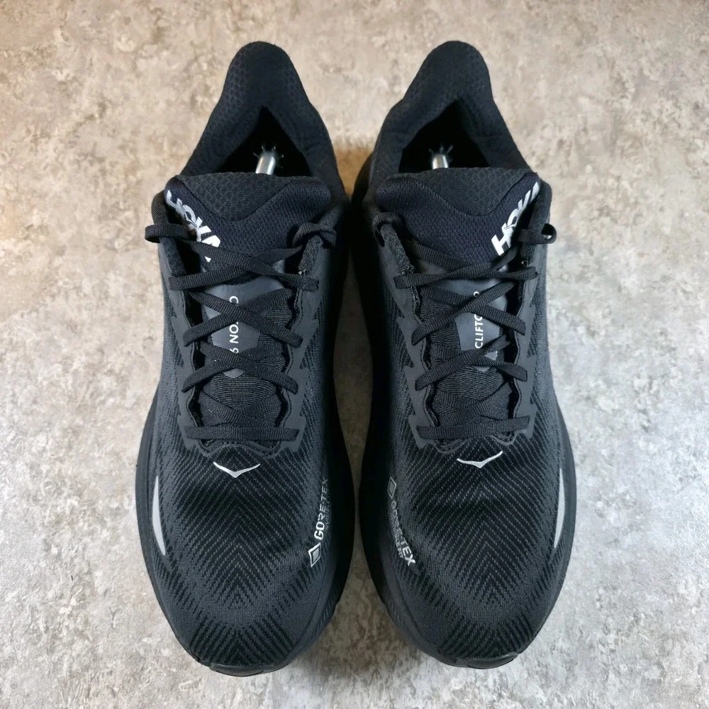 Hoka One One Clifton 9 Gore-Tex Mens 14 D Triple Black Waterproof *No Insoles*
